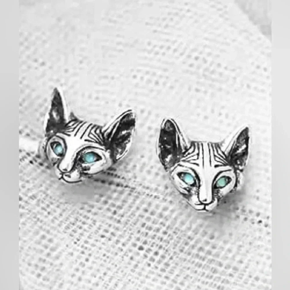 Mini Cat Stainless Steel Stud Earrings